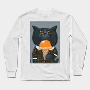 Cat With Pumpkin Ice Cream Long Sleeve T-Shirt